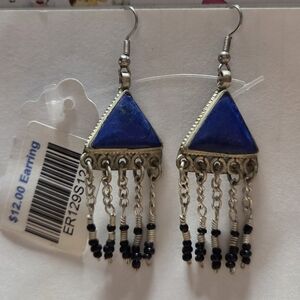Blue and Silver Dangle Earrings